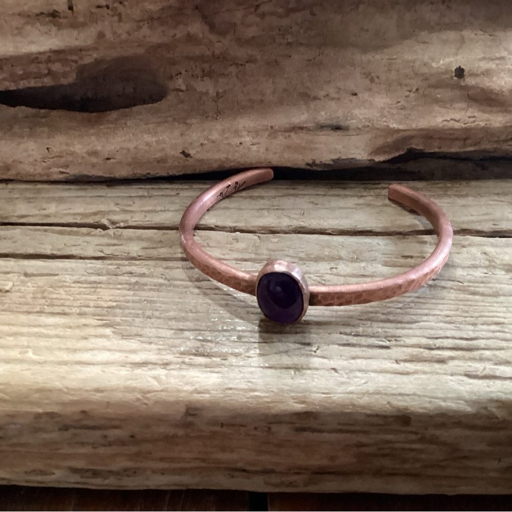 Copper and Amethyst Cuff Bracelet